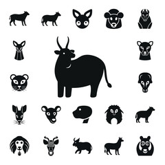 Fototapeta premium Black silhouettes of various animal heads 1.