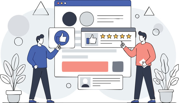 Customer Feedback and Online Rating System Flat Vector Illustration