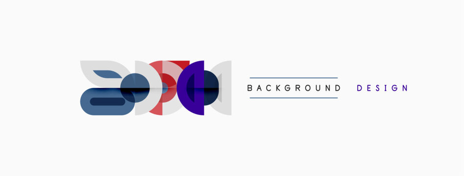 Abstract shapes, vibrant colors, modern design elements. Background features layered forms, purple, blue hues. Minimalist aesthetic.
