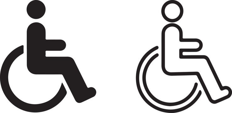 Handicap accessibility wheelchair symbol pair icons