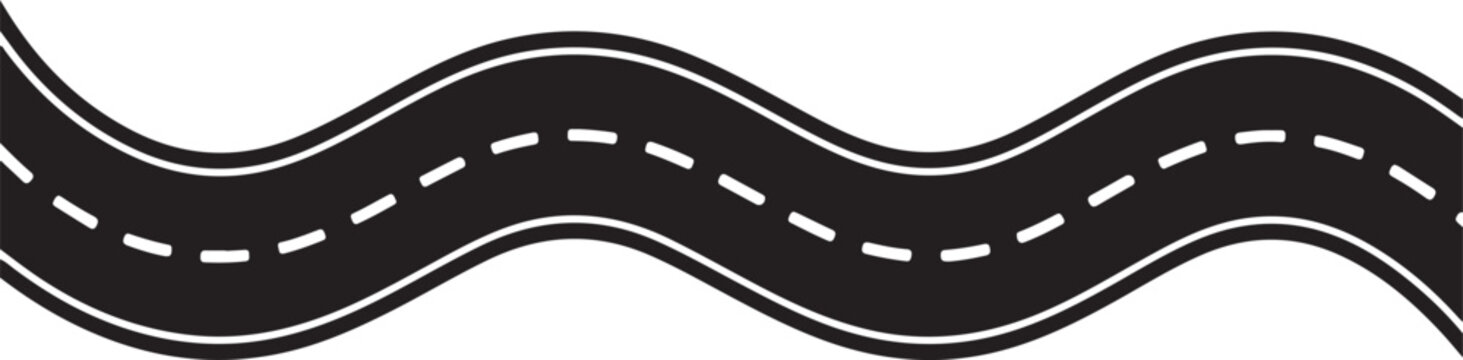 Wavy road with dashed center line illustration