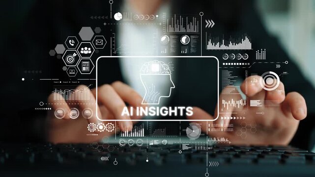 Business Professional Analyzing Data Insights with AI Technology and Futuristic Graphic Elements. Asymptotic smart data analytic.
