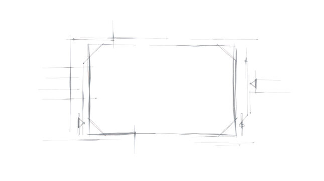 Sketch Architectural Blueprint Frame with Abstract Hand Drawn Design Lines for Technical Concepts