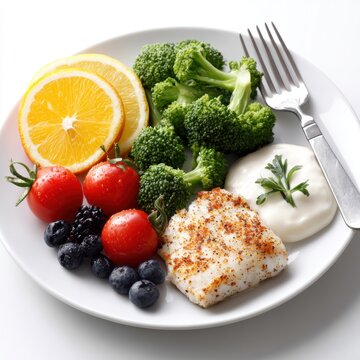 Healthy eating with portion control meal plate