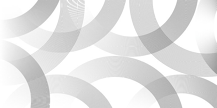 Abstract background with black lines circle and white background design Geometric design with dynamic on white background in concept, wave. circle shapes design.