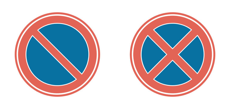 No Parking sign, Vehicle Parking Not Allowed Warning Sign, Traffic Control Symbol, Restricted Area Notice, Road Safety Alert Graphic, Red Prohibition Mark, Clean Vector Illustration Style