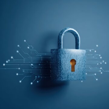 Data security concept with encryption and lock icons