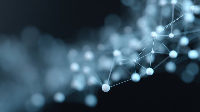 Blockchain network hologram with decentralized nodes, secure data transaction concept, futuristic style