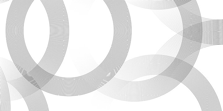 Abstract background with black lines circle and white background design Geometric design with dynamic on white background in concept, wave. circle shapes design.