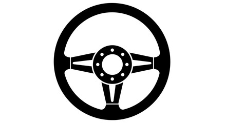 Obraz premium Minimalist Black Steering Wheel Icon Isolated on White Background for Vehicle Concepts