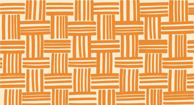 Woven orange and beige pattern resembling basket weave or fabric texture, providing a warm, organic background for design and crafts.