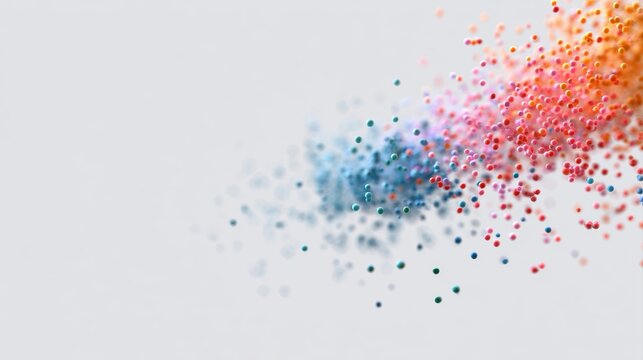 Data clustering visualization with colorful clusters and scatter plot, machine learning segmentation analysis, clean background