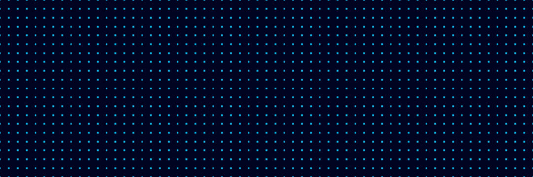 Dark blue background with bright square dots in uniform grid creating high tech digital pattern, futuristic abstract design for user interface, data visualization, web design, and modern presentations