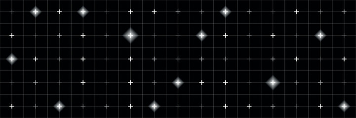 Dark grid background with glowing cross points and soft light highlights, futuristic geometric pattern on black surface, digital technology style backdrop with precise alignment and luminous accents © SpainArts