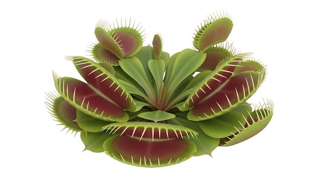 Realistic Venus flytrap plant with open traps isolated on white background