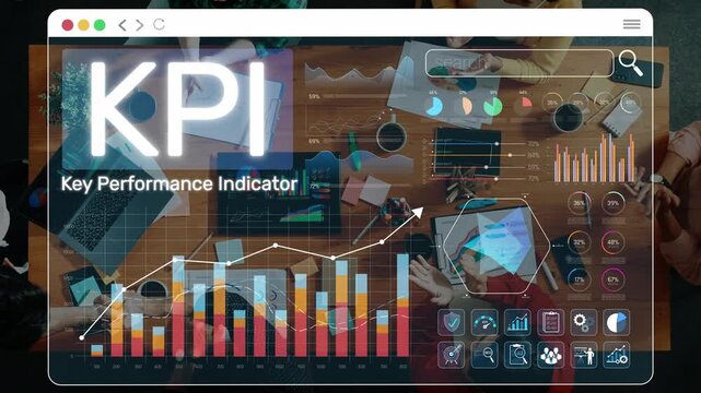 Digital Dashboard Displaying Key Performance Indicators KPI with Data Visualizations and Analysis Tools on a Business Workspace Table Sigmoid