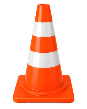 Bright orange and white traffic safety cone