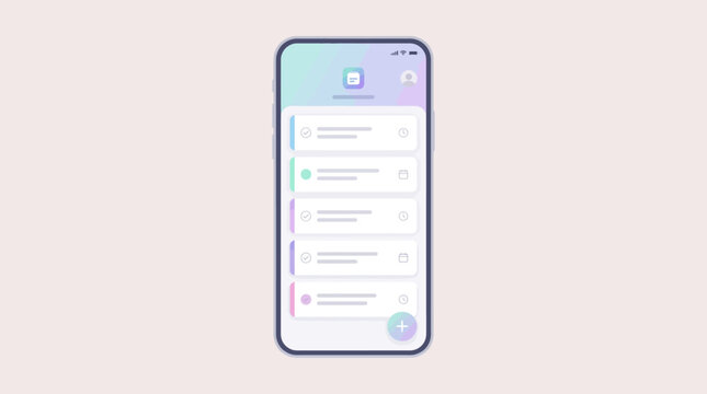 Modern Minimalist Mobile App UI Design on Smartphone for List Management