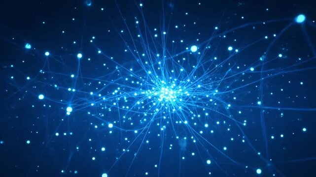 Abstract representation of artificial intelligence a glowing neural network expanding.