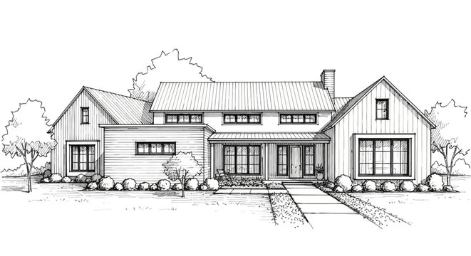 A stunning architectural wireframe blueprint of a modern luxurious mansion with a swimming pool and garden, showcasing exquisite design elements and construction planning for upscale living