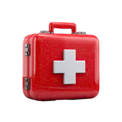 Fototapeta premium Red First Aid Kit with White Cross Symbol