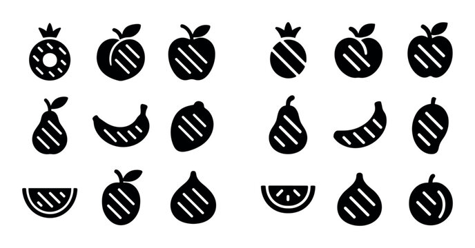 Fruit silhouette icons arranged on white background