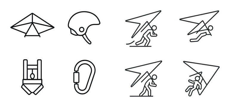 Hang gliding icons showing pilots and equipment