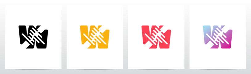 Fototapeta premium Split In Half Try to Connect Merging Back Letter Initial Logo Design W