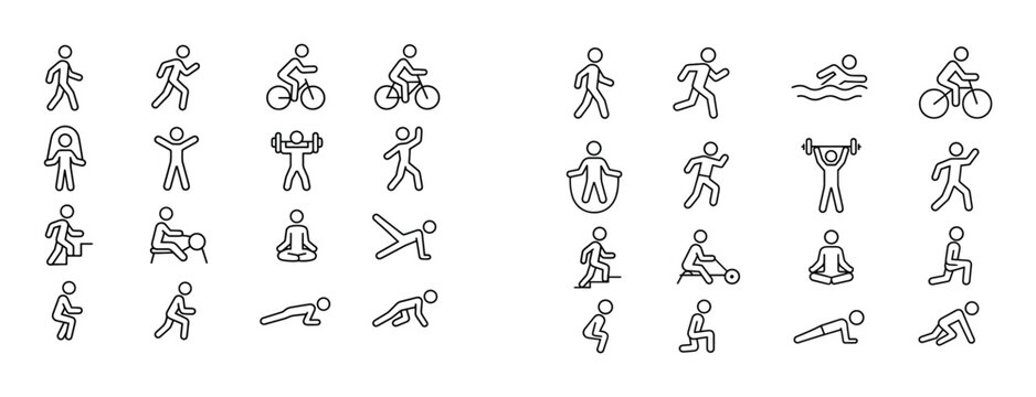 People exercising depicted as icons in grid layout