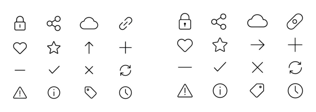 Thin line interface icon set with assorted symbols