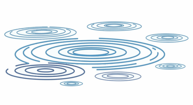 Abstract depiction of concentric blue rings on a white background suggesting water ripples