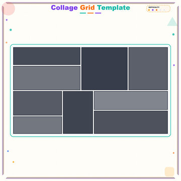 Collage grid template for organizing photos in varied layouts  