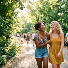 Fototapeta premium two girls in the park