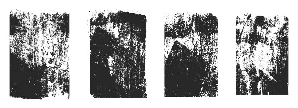  Grunge rolled ink stamp texture frame. Noice distress vintage craft paint splatter borders. Rectangle vertical backgrounds. Linocut relief printing 