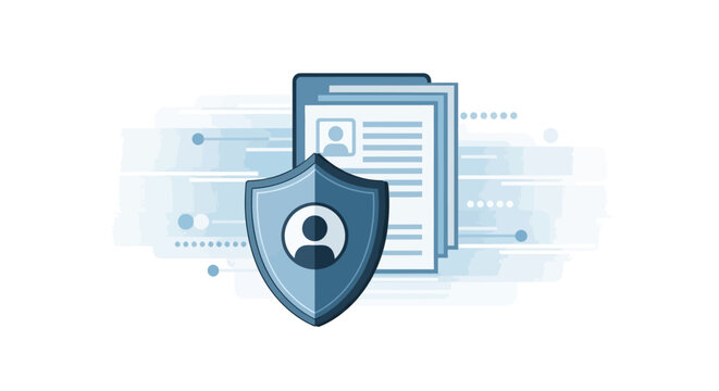 Digital Identity Theft Protection Concept with Abstract Security Elements and Shield