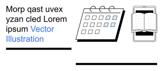 Education, scheduling, time management, digital tools, planning, productivity. A calendar, an open book and text presented with clean layouts. Scheduling and digital tools concept © robu_s