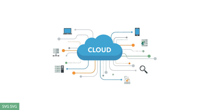 Cloud Computing Network Connection Technology Digital Data Flow