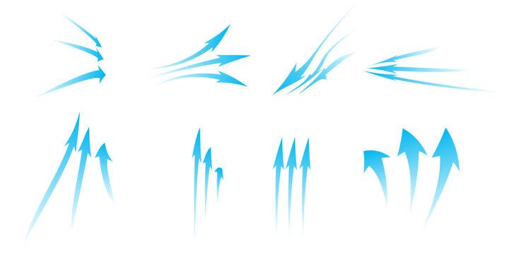 Set of Air Flow Arrow Wind Icon showing wind circulation and ventilation Blue Swirl