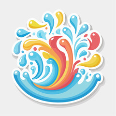 Fototapeta premium Colorful Water Splash Illustration