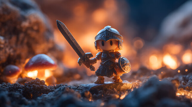 Mini warrior figurine with sword