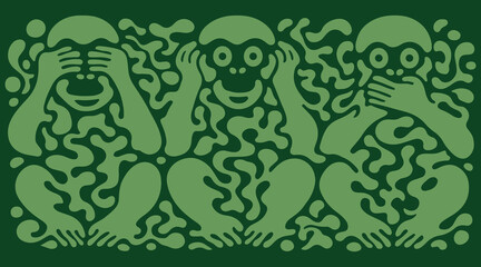 ancient liquid three wise monkey ornament © James