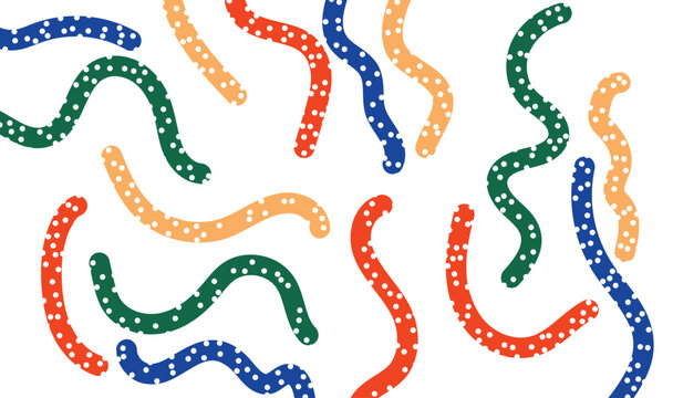 Colorful hand drawn squiggle seamless pattern playful abstract dotted wave background vector illustration 