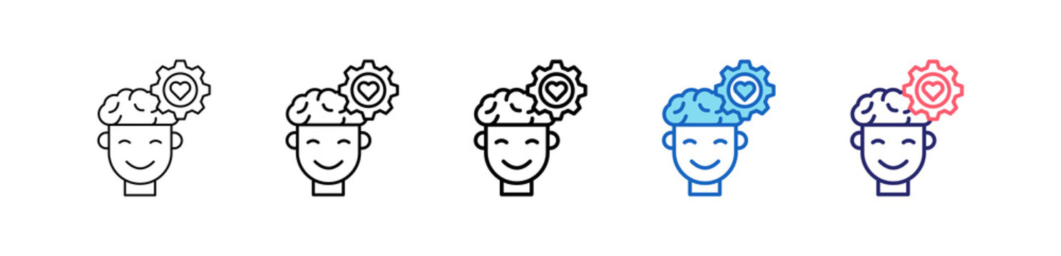 Emotional Intelligence Icon In 5 Different Styles Set Collection.   