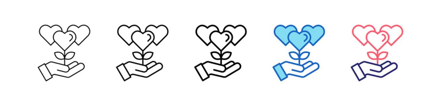 Kindness Icon In 5 Different Styles Set Collection.   