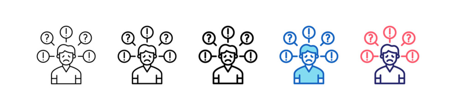 Concerned Icon In 5 Different Styles Set Collection.   