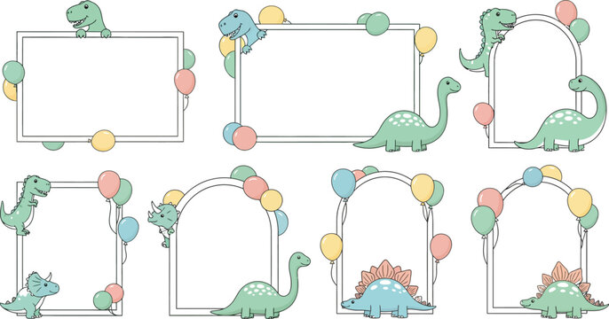 Collection of whimsical floral frames and borders for design