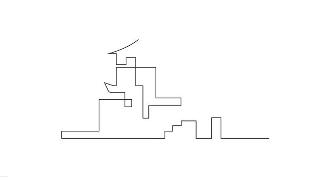 traditional Japanese house Line animation. 