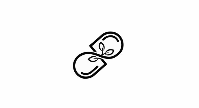 Elegant minimalist infinity symbol with sprouting leaves at its center