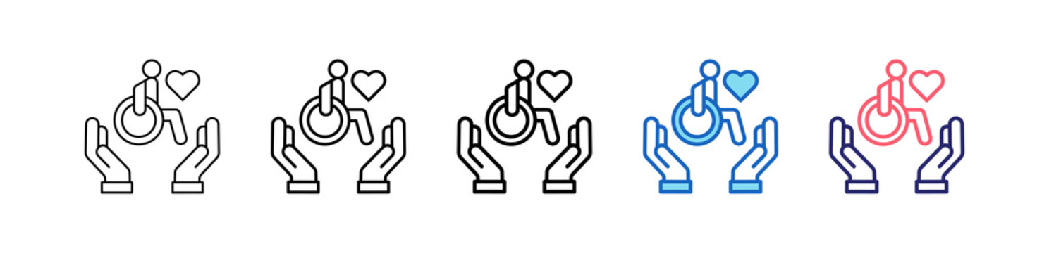 Disability Support Icon In 5 Different Styles Set Collection.   