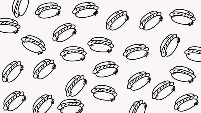 Cartoon Hot Dog Repeat Pattern for Food-Themed Digital Backgrounds